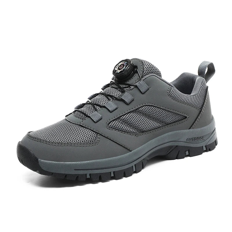 Männer Turnschuhe Stilvolle Rotierenden Schnalle Wanderschuhe Einfarbig Komfortable Nicht-slip Sportliche Schuhe Plus Größe Männer Schuhe Leder