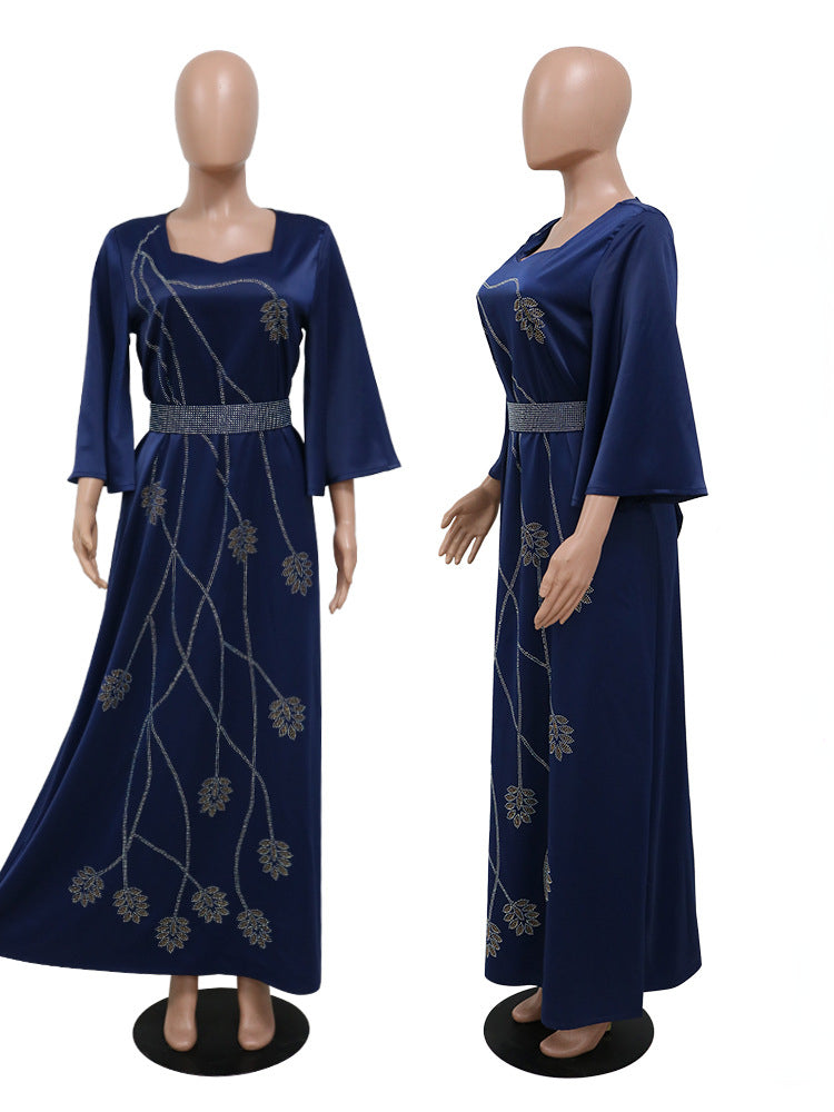Türkei Muslimischen Kleid Frauen Abaya Diamant Spitze-up Party Kleider Marokkanischen Kaftan Ensemble Femme Musulmane Hijab Vestidos