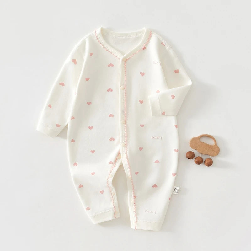 Somenie Baby-Einteiler, Frühling und Herbst, Baumwoll-Pyjama, Jungen- und Mädchen-Baby-Overall, niedlicher bedruckter Body, bequemer Einteiler für Neugeborene.