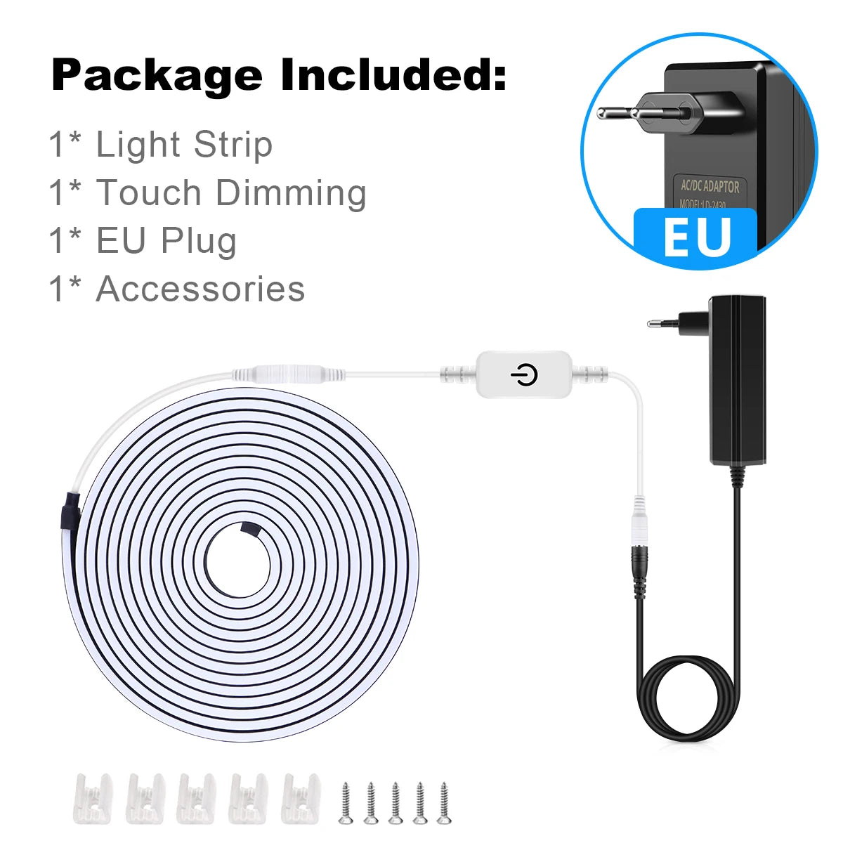 Waterproof COB LED Strip Lights 24V Flexible Neon Light Black Silicone Tube Linear Dimmable Lighting with Touch Sensor Switch