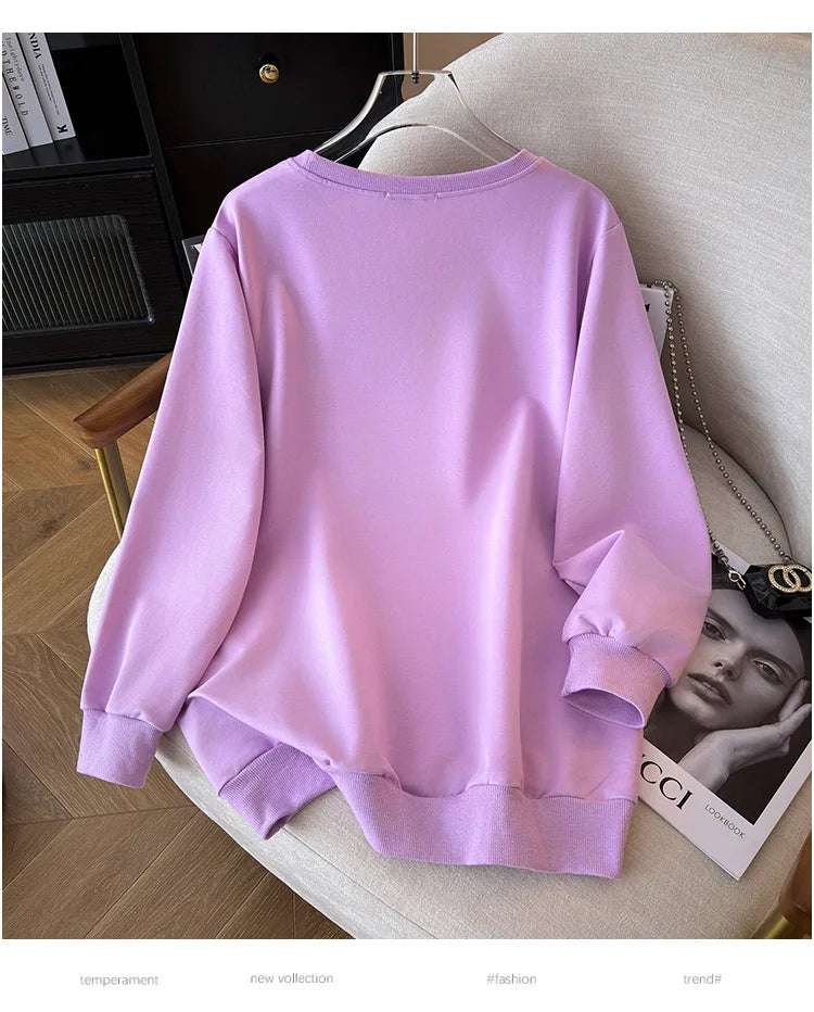 170 kg Plus Größe Damen Büste 170 Frühling Herbst Lose Langarm Cartoon Print Pullover Sweatshirts 4XL 5XL 6XL 7XL 8XL 9XL