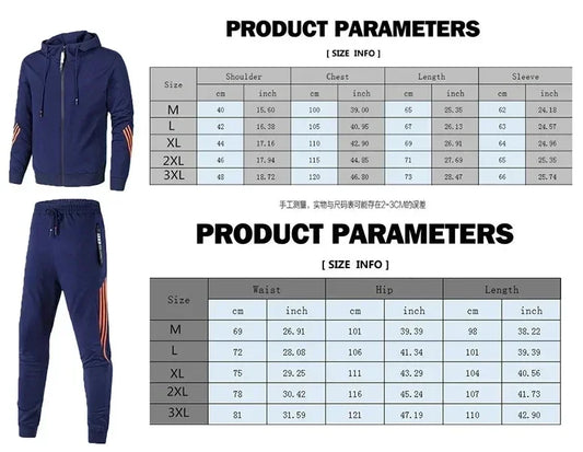 New spring and autumn men's casual sports set, outdoor jogging fashionable men's zipper jacket + skinny pants two-piece set.