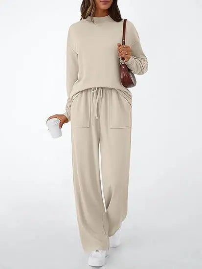 Autumn Winter Sweatshirt 2 Piece Set Women 2025 Casual Sport Long Sleeve Loose Tops And Wide Leg Pants Sets Suits Outfit.