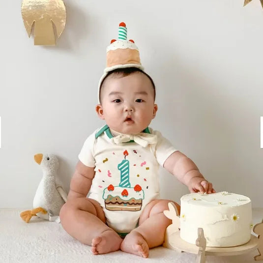 Lustige Sommer Baby Kleidung Koreanische Baby Jungen Mädchen Ein Stück Strampler 1. Geburtstag Party Schöne Body Infant Baumwolle Overall