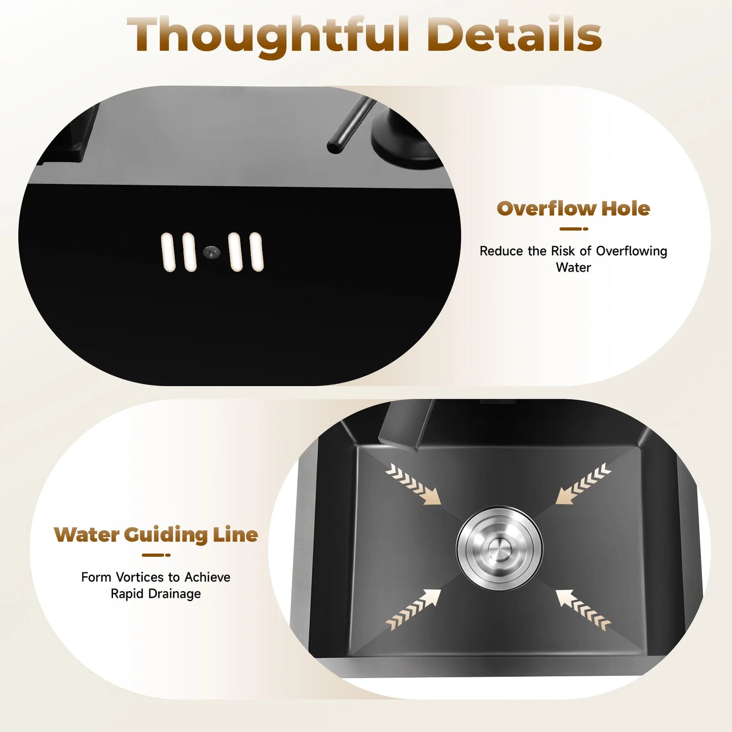 Einbauwaschbecken, Küchenspüle, Edelstahlspüle, mit Abfallset mit 360 ° Drehbarer Wasserhahn, Seifenspender und Abfallset