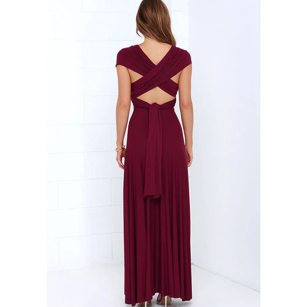 Sexy Frauen Multi way Wrap Cabrio Boho Maxi Club rotes Kleid Verband langes Kleid Party Brautjungfern Unendlichkeit Robe Longue Femme