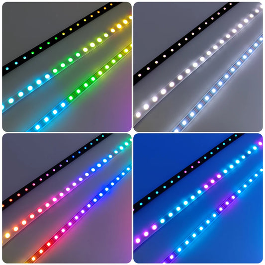 WS2812B LED Strip Individually Addressable IP67 Waterproof With Black White Transparent Cover Tube 10mm 5050 RGB 3Pin 60LEDs/m.