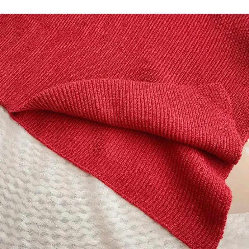 2025 Korea Herbst Winter Frauen Mode Unregelmäßigen Lose Stricken Pullover Vintage High Neck Langarm Weibliche Pullover Chic Tops