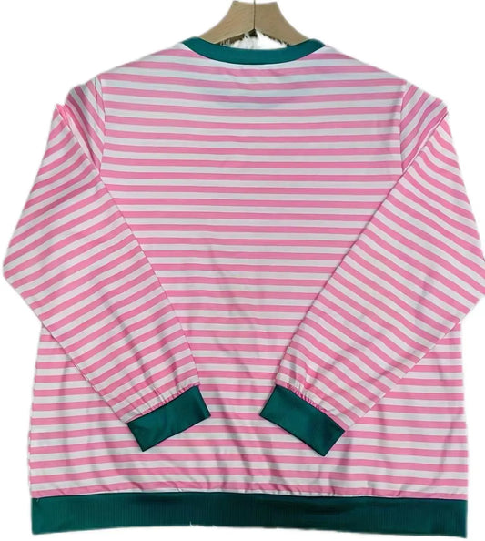 2024 Plus Size Europa und die Vereinigten Staaten Herbst und Winter neue Rundhals ausschnitt gestreifte lose lang ärmel ige Hoodie Frau.