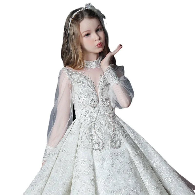 Mädchen Erstkommunion Kleid Blumen mädchen Hochzeit Pailletten Kleider für Kinder Klavier Leistung Vestidos Kinder Festzug Ballkleid