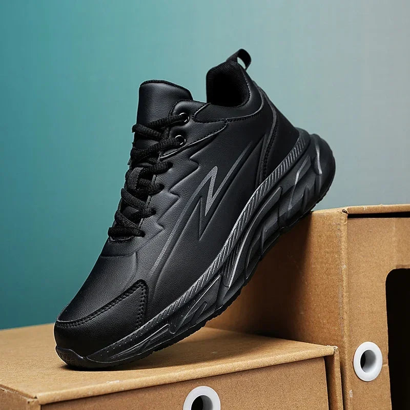 Black Leather Shoes for Men Height Increasing Winter Fashion Sneakers Plus Fur Warm Outdoor Cotton Casual Shoes Men Shoe Size 48