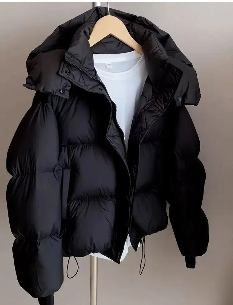 2023 neue Winter Puffer Jacke Frauen Mode Mit Kapuze Unten Baumwolle Mantel Weibliche Lose Beiläufige Warme Parkas Oberbekleidung