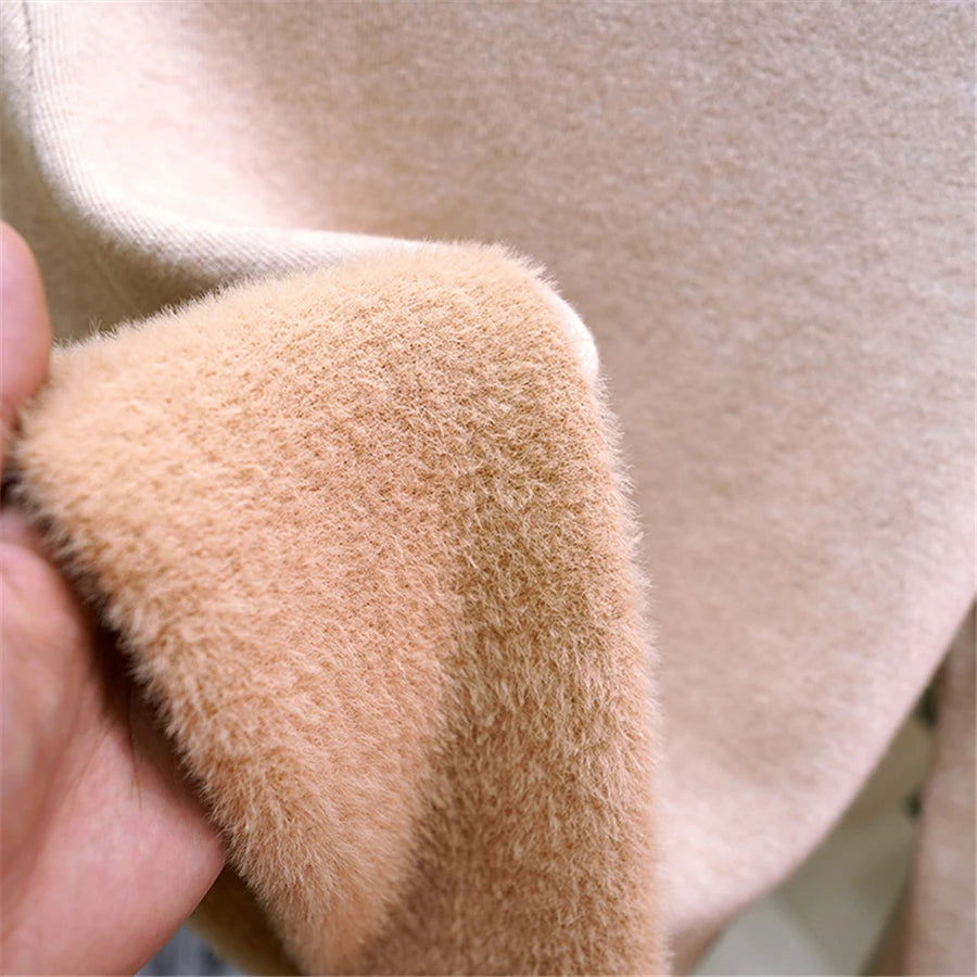 Pullover Für Frauen Winter Verdicken Rollkragen Schlank Stricken Pullover Neue Warme Plüsch Samt Gefüttert Strickwaren Jumper Tops Casual Poleras