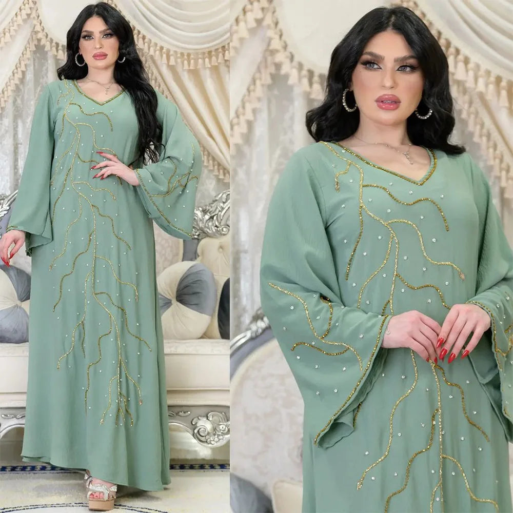 Kaftan Eid elegante muslimische Frauen Kleid Ramadan Party Dubai Abaya Truthahn Islam lange Abendkleider Musulmane elegante Vestidos