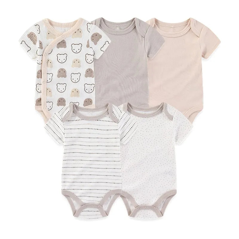 5 Teile/los Vier Jahreszeiten Mode Cartoon Kurzarm Baby Junge Mädchen Bodys Weiche Neugeborenen Onesies Kleidung