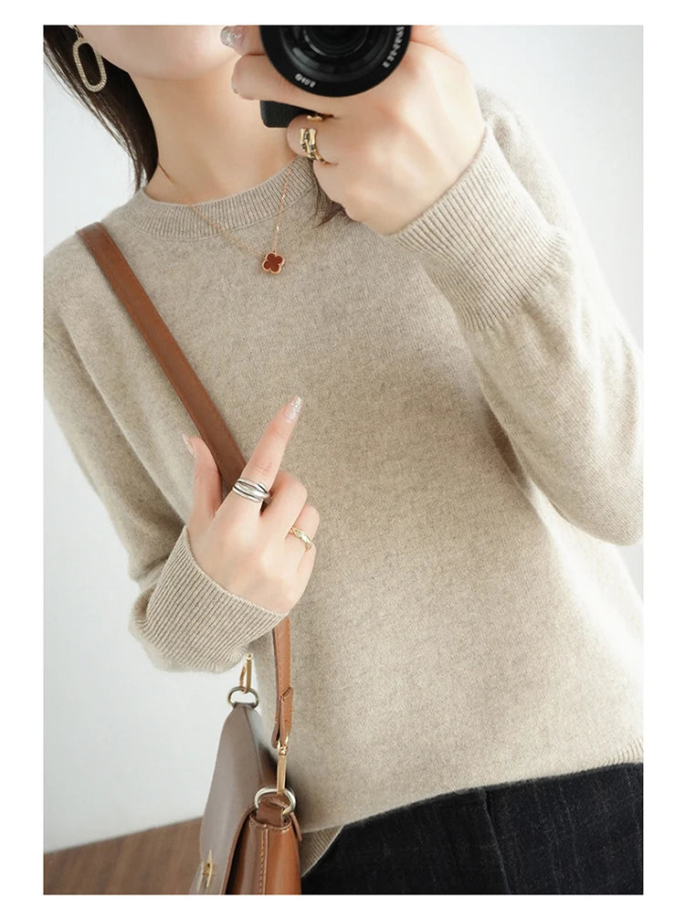 Herbst und Winter Kaschmirpullover Damen Rundhalspullover lässig gestrickt Top Damen kurze Unterwolle Mode 18 Farben