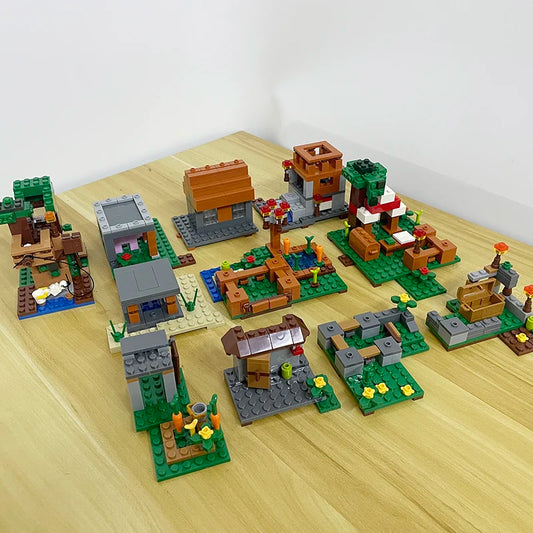 TreeHouse Village Farm Cave Mine Alex Zombie Action Figures Building Blocks Toys Gift for Children.