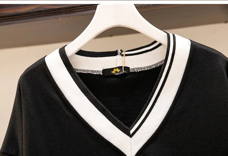 150Kg Plus Größe frauen Fehlschlag 157 Frühling Herbst Lose V-ausschnitt Langarm Drucken Sweatshirts Lässige Top Schwarz 5XL 6XL 7XL 8XL 9XL