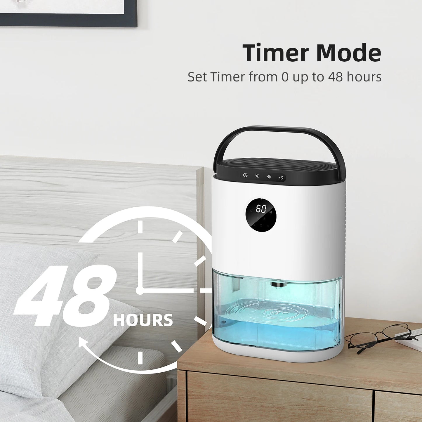 2300ML Dehumidifiers Auto Defrost for Bedroom Misture Absorb, , Ultra Quiet for Home Sleep Timing Large Room Bathroom Garage RV.