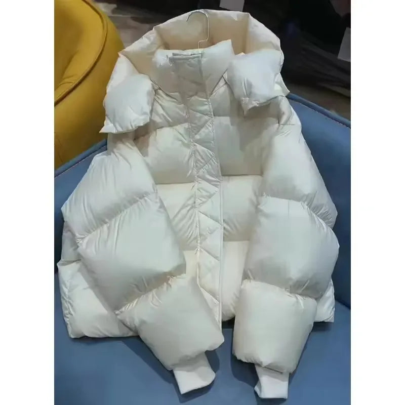 2023 neue Winter Puffer Jacke Frauen Mode Mit Kapuze Unten Baumwolle Mantel Weibliche Lose Beiläufige Warme Parkas Oberbekleidung