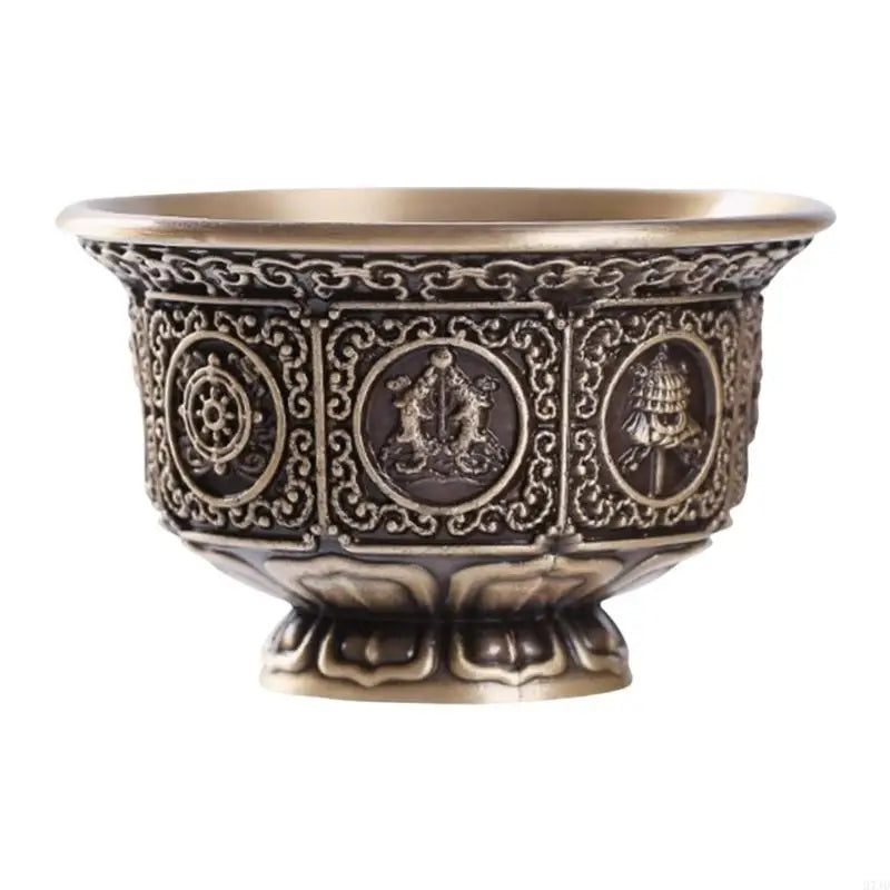 Tibetan Eight Auspicious Symbols Offering Bowl Holy Water Cup for Buddhist Ritual Buddhas Home Decoration 37JD.