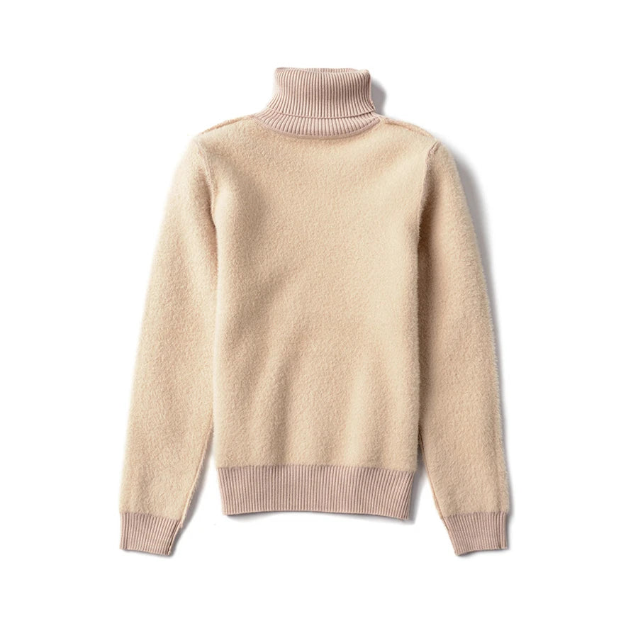 Pullover Für Frauen Winter Verdicken Rollkragen Schlank Stricken Pullover Neue Warme Plüsch Samt Gefüttert Strickwaren Jumper Tops Casual Poleras