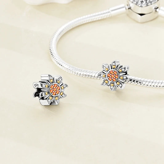 Flowers Series 925 Sterling Silver Sunflowers Tulip Carnation Charms Fit Original Bracelet For Women Jewelry Making.