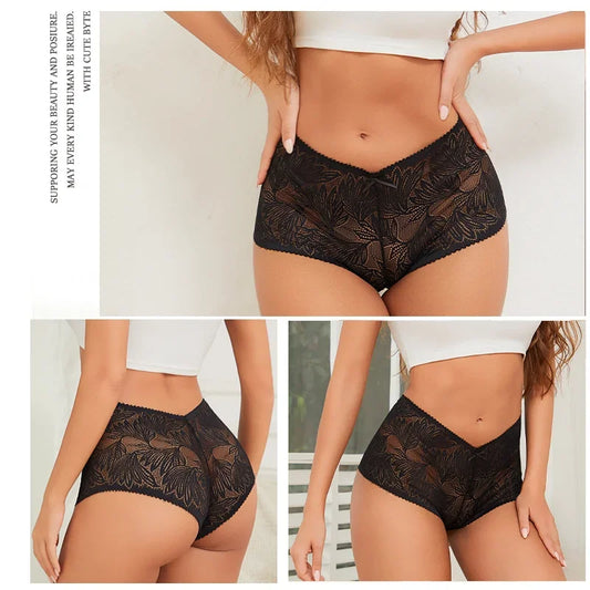 3Pcs Women's Seamless Lace Briefs Women Plus SizePanties Solid Color Breathable Underwear Female Low Waist Soft Lingerie S-XL.