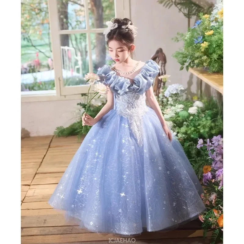 Elegangt Mädchen Abendkleid Luxus Prinzessin Kleid Geburtstag Party Pageant Outfit Kinder Klavier Rezitieren Leistung Formelle Kleidung