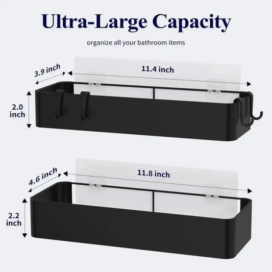 Großer Duschkorb, 2er-Pack, selbstklebender Dusch-Organizer, bohrfreie Duschregale für Innendusche und Badezimmer