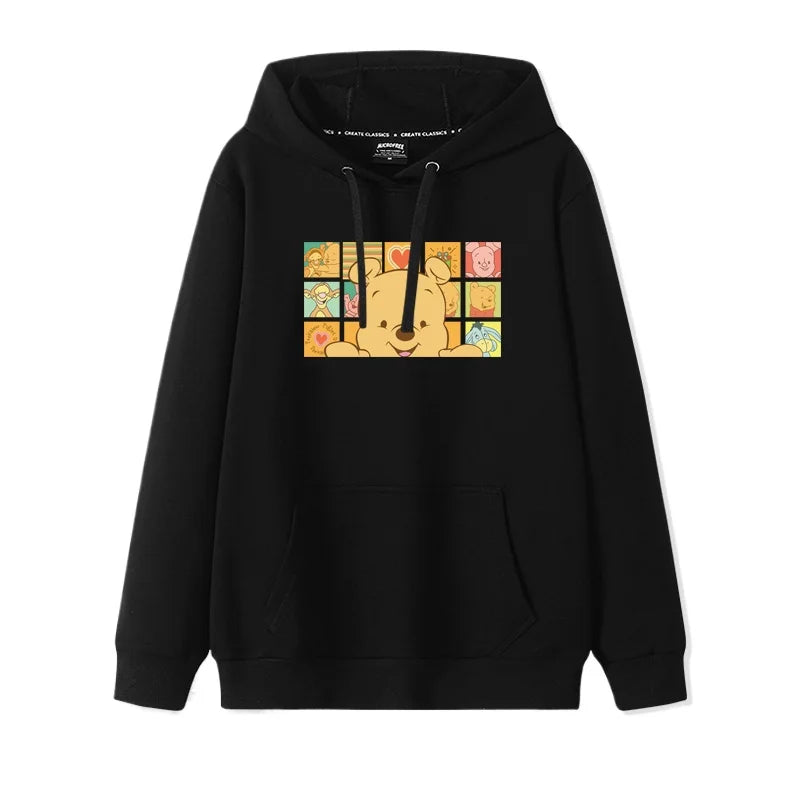 Cartoon Winnie the Pooh Mode einfacher Pullover Damen lockere und bequeme Kapuze vielseitige Paar Freundin Pullover Jacke