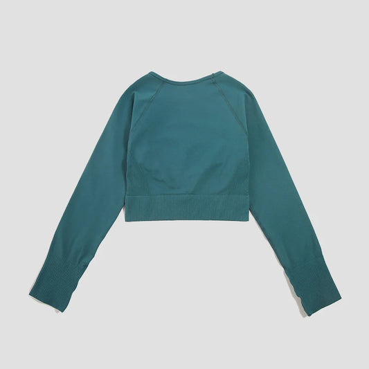 Women's Shirt Seamless Crop Top Fitness Shirts Long Sleeve Sports Top Woman Yoga Tops Activewear With Thumb Hole Sportswear.