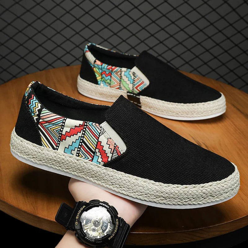2023Men Turnschuhe Casual Sommer Low-top Cord Schuhe Fischer Schuhe Faul Schuhe Slip-on Tuch Schuhe Trendy männer Schuhe