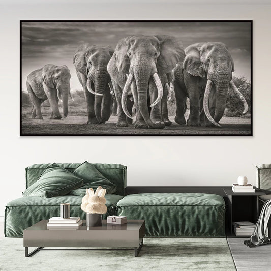 Walking Elephant Home Decoration Canvas Painting Modern Light Luxury Living Room Wall Art Posters High End Picture Print Artwork.