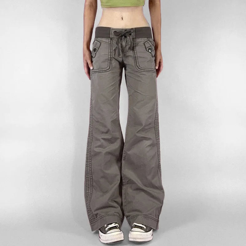 Vintage Y2K Flared Jeans Retro Button-up Low Rise Casual Denim Hose Harajuku 2000er Jahre Hose Basic Aesthetic Mom