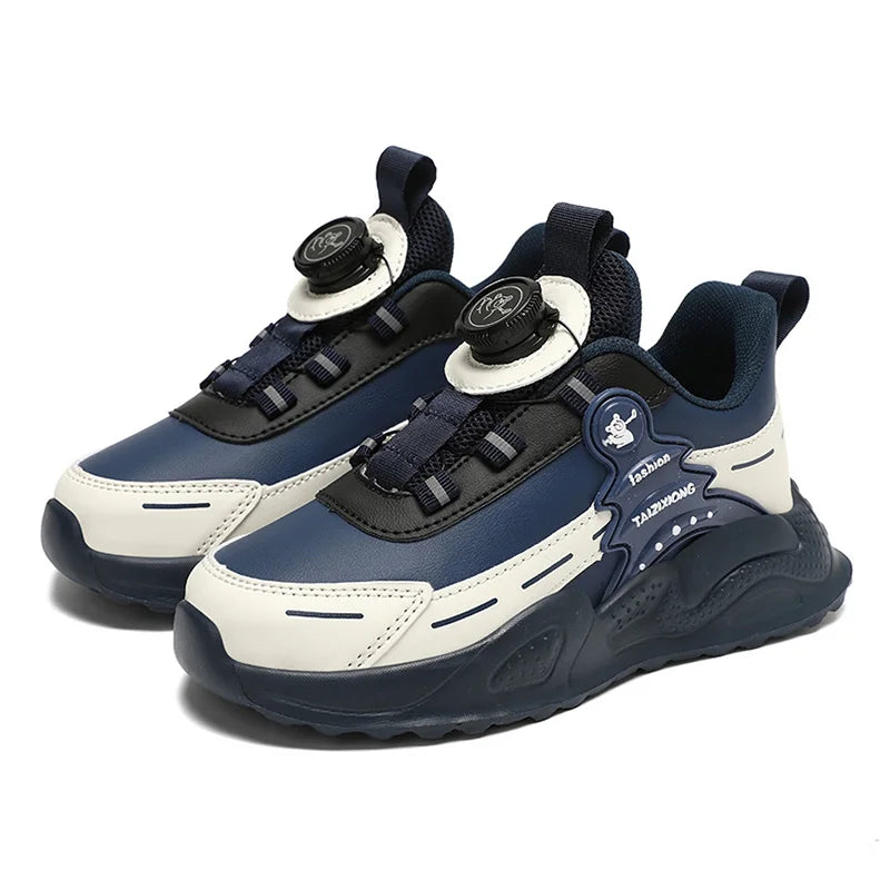 Fashion Children Shoes Boy Sneaker Non-slip School Casual Walking Shoes Leather Tennis Sport Shoes for Kids Girls 5 To 16 Years