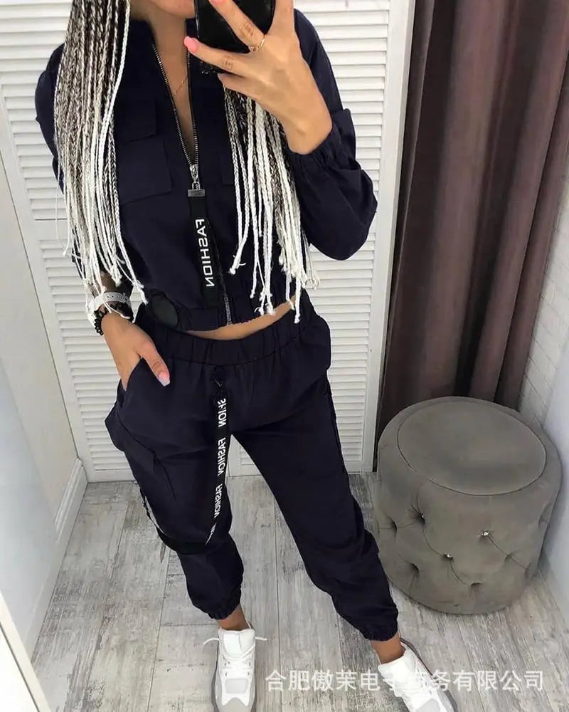 Long Sleeve Zipper Tops Two Pieces Tracksuit Sets Women Joggers Pants Streetwear Track Suit Casual Sport Joggers 2022 New.