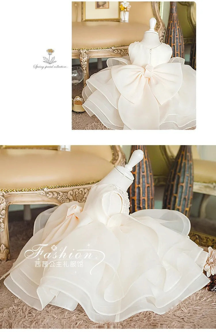 Blumenmädchenkleid Hochzeitskleid 2024Neues Modenschau-Performance-Kleid zum ersten Geburtstag für Kinder Prinzessinnenkleid für Mädchen Flauschig