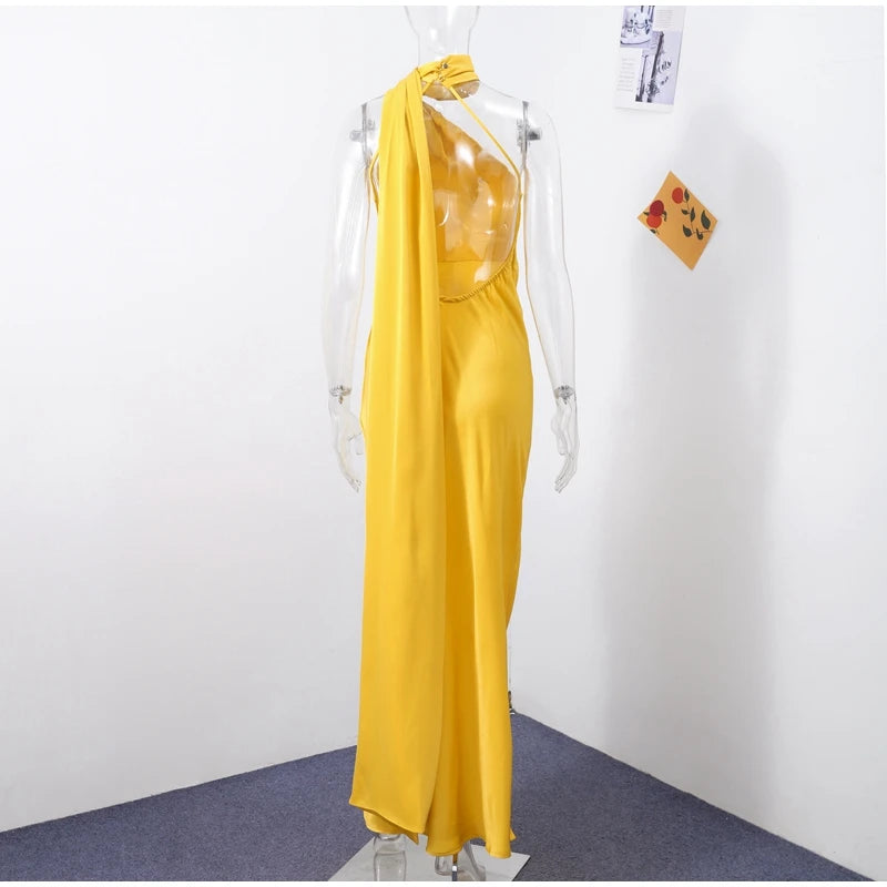 Elegante Feste Band Frauen Halfter Kleid Off Schulter Ärmellose Backless Dünne Weibliche Maxi Kleider 2025, Sommer Neue Chic Dame Robe
