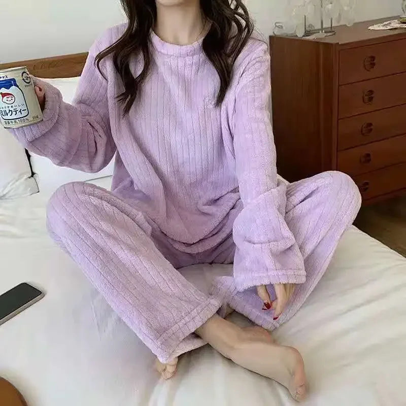 Winter frauen Neue Pyjamas Korallen Samt Casual Pyjamas Gepolsterte Loungewear Loungewear Sets Warme Kleidung Für Herbst Und Winter