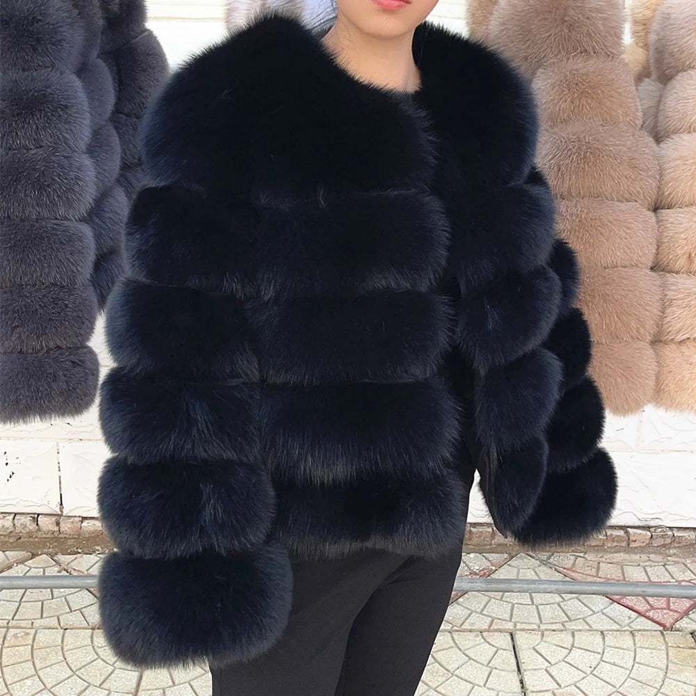 QUEENTINA Fuchspelzmantel Echt Winter Damen Neue Mode Flauschig 2025 Leder und Haut Weiße Kleidung Natürlich Neu in Mäntel und Jacken