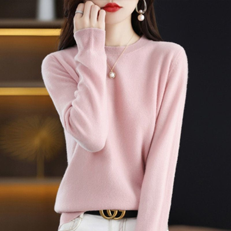 Frauen Pullover Oansatz Herbst Winter Grundlegende Pullover Warme Casual Pulls Jumper Koreanische Lange ärmeln Solide Strickwaren Bodenbildung Shirt