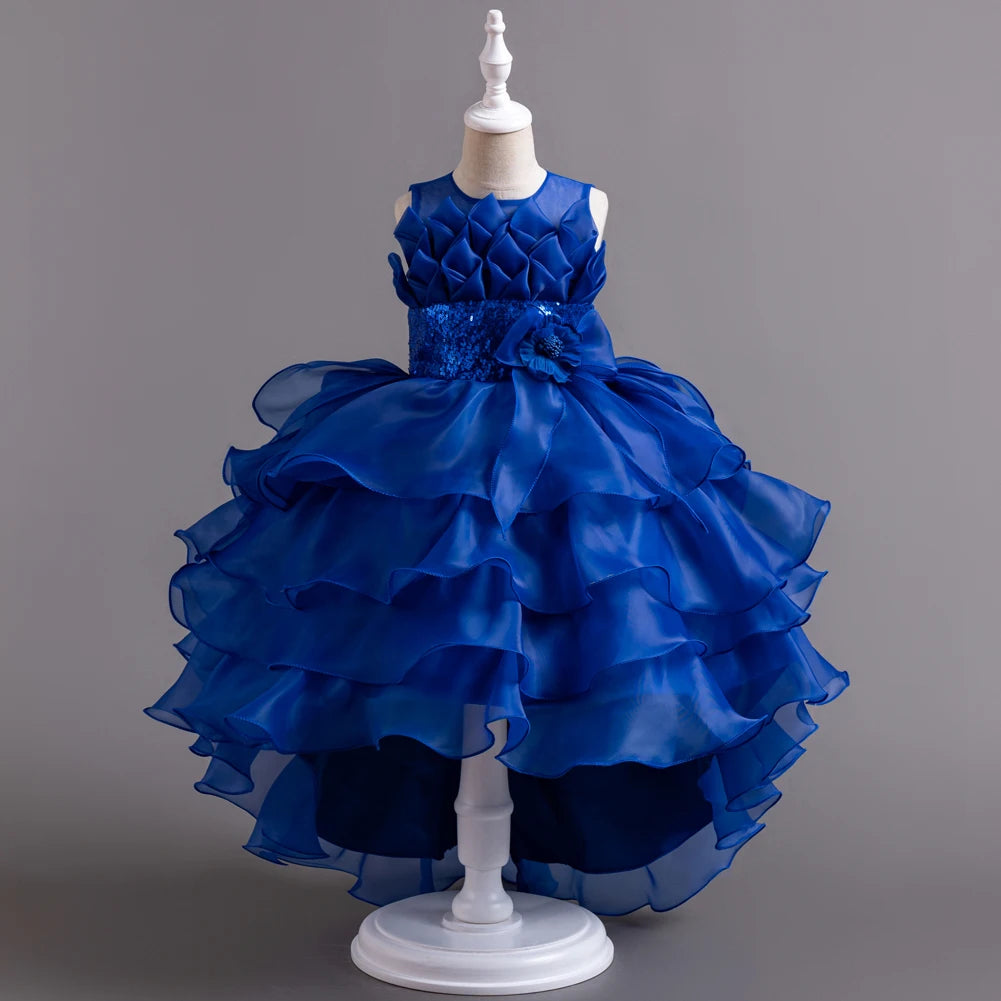 Blumen junge Kuchen flauschigen Design Mädchen Schwanz flauschige Prinzessin Kleid perfekt für Party und Bankett Kleider im Alter von 4-12