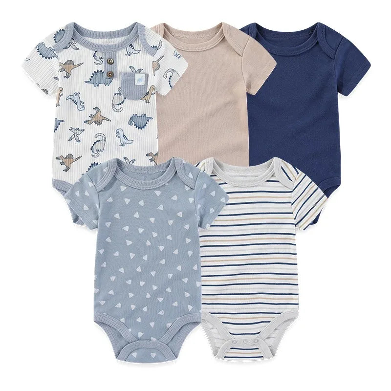 5 Teile/los Vier Jahreszeiten Mode Cartoon Kurzarm Baby Junge Mädchen Bodys Weiche Neugeborenen Onesies Kleidung