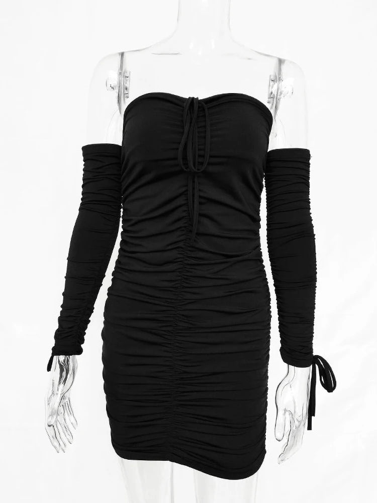 Arctic Cat Frauen Herbst Winter Verband Kleid Frauen 2022 Sexy Off Schulter Lange Hülse Dünne Elastische Bodycon Party Kleider Vestidos