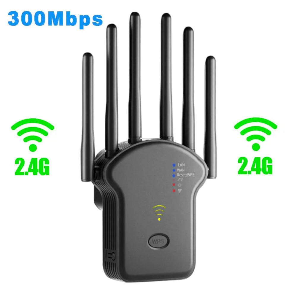 1200Mbps 5GHz Wireless WiFi Repeater WiFi Signal Booster Dual-Band 2.4G 5G WiFi Extender 6 Antenna Network Amplifier WPS Router