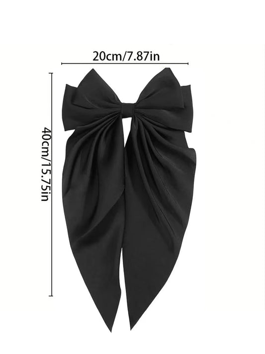 1pcs Wome Solid Color Satin Ribbon long Big Bows Hairpin Internet red Spring Clips Hair Accessories for Girls Trendy Summer He.