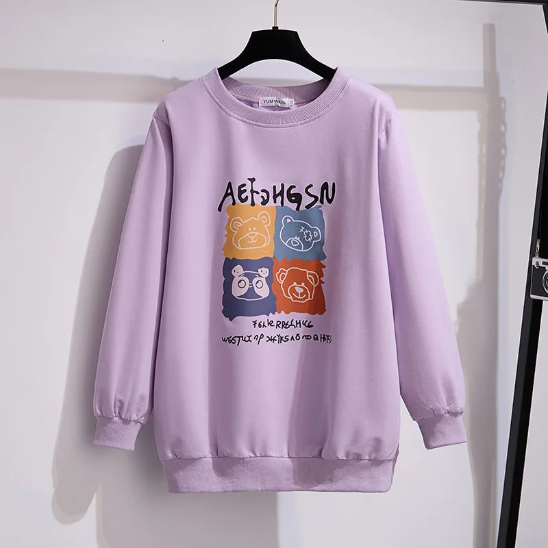 175Kg Plus Größe frauen Fehlschlag 170 Frühling Herbst Neue Lose Rundhals Cartoon Sweatshirt 6XL 7XL 8XL 9XL 10XL 11XL 6 Farben