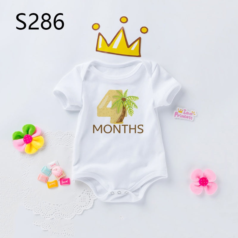 Monatlicher Meilenstein-Baby-Body, niedliches Tier, 1–12 Monate, Einteiler, Babyparty, Geschenk, Monatsbilder, monatliche Overall-Kleidung