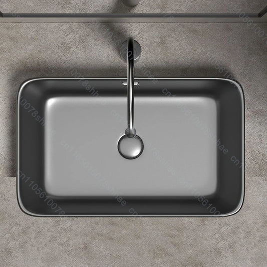 Porcelain Ceramic Vessel Sink with Drain Semi Recessed Vanity Art Sink Wash Basin Bowl for Modern Home Bathroom Decor Washbasin